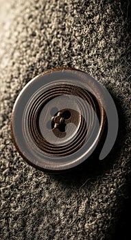 Closeup of brown plastic button