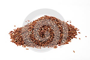 close up of the brown rice isolated