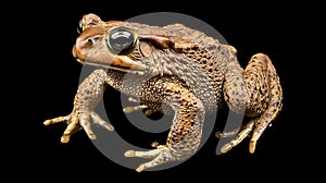 Brown Speckled Toad Closeup on Black Background