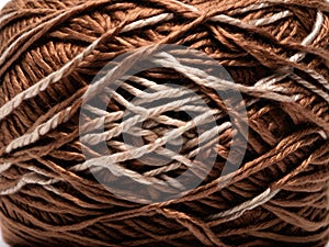 close up of a brown yarn