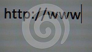 Close up of browser bar with WWW text and cursor. Internet Search Concept. Typing In Web Browser Address Bar http.