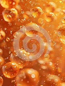 Close up of bubbles in Amber liquid, a key Ingredient in Egusi Recipe