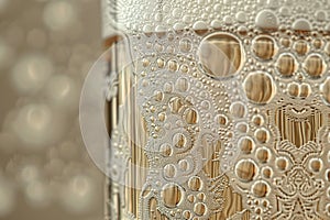Close Up of Bubbles in a Glass of Beer. Generative AI