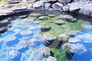 close-up of bubbling hot spring water