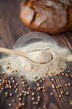 Close-up buckwheat flour