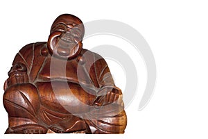 Close up Buddah statue with white copyspace