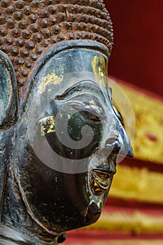 Close up of Buddha statue head