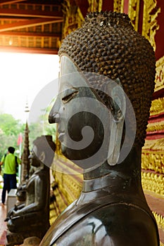 Close up of Buddha statue head