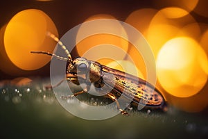 a close up of a bug on a piece of grass