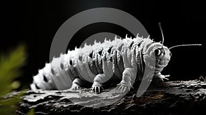 A close up of a bug on a tree branch. Generative AI image.
