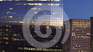 CLOSE UP OF BUILDINGS IN DOWNTOWN HOUSTON TEXAS