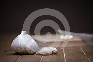 Close up of bulb garlic