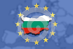 Close up on Bulgaria map on Europen background photo