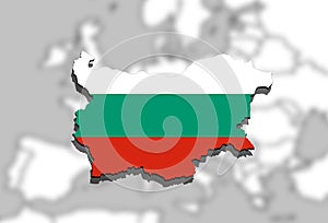 Close up on Bulgaria map on Europen background