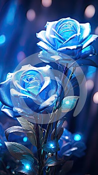 Close Up of a Bunch of Blue Roses