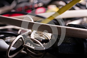 Close up of a bunch of colourful computer wires