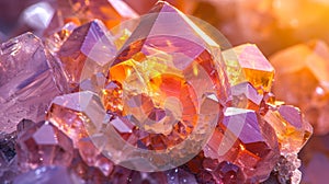 A close up of a bunch of crystals that are all different colors, AI