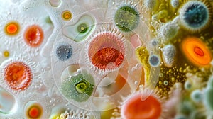 A close up of a bunch of different colored bubbles
