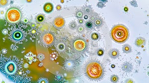 A close up of a bunch of different colored bubbles