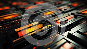 A close up of a bunch of electronic control panel with buttons and lights, AI