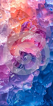 A close up of a bunch of ice cubes on a blue background