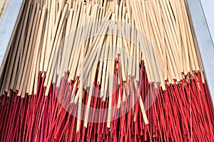 Close-up a bunch of incense sticks.