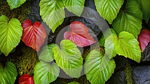 A close up of a bunch of leaves on the ground, AI