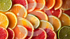 A close up of a bunch of oranges and limes