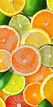 A close up of a bunch of oranges and limes