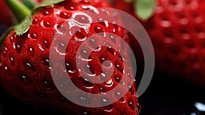 A close up of a bunch of strawberries with water droplets on them, AI