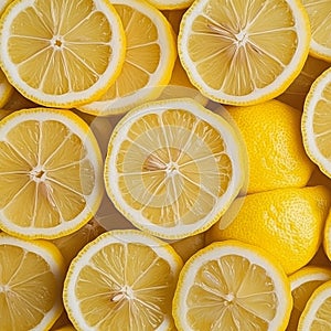 A close up of a bunch of yellow lemons