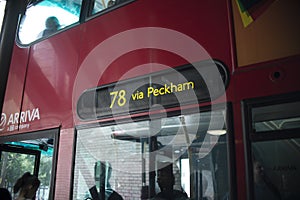 Close-up of Bus Sign