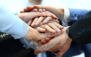 Close-up of business partners making