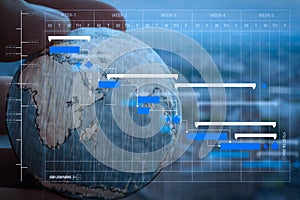 close up of businessman hand showing texture the world with digital social media network diagram concept