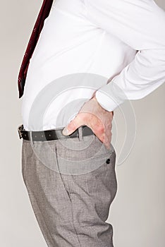 Close up on businessman suffering from back pain