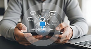 Businessman Using AI Chatbot on Smartphone for Digital Communication