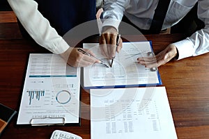 Close-up, businessmen, accountants, businessmen, financiers, bankers, sit and stand near, work, business consulting, business