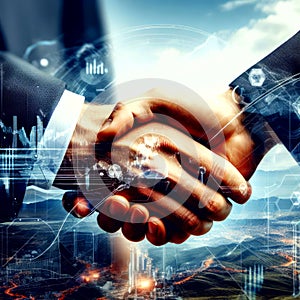 Close up businessmen shaking hands about resources during a meeting. Handshake deal business corporate