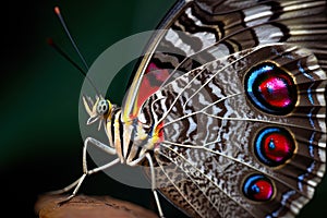 a close up of a butterfly with its wings open. Generative Ai