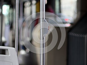 Close-up on the button for the bus stop request