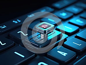 Close up of a button on a computer keyboard