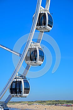 Close up of the cabin of a Ferris wheel at Scheveningen in The Hague, Netherlands