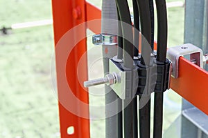 Close up cable trays lines