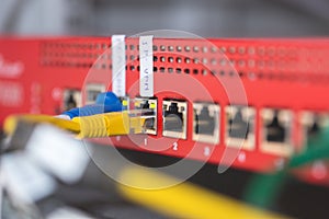 close up of cables connected to switches.