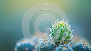 A close up of a cactus plant with water droplets on it, AI