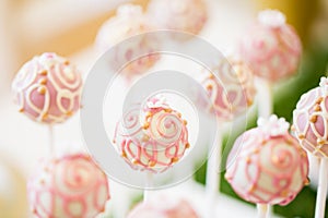 Close up of cake pops or lollipops