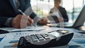 The calculator and business papers.AI generated image