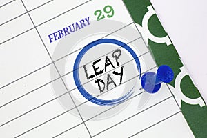 Close up a calendar on February 29 on a leap day photo