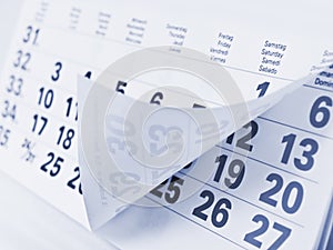 Close up calendar page