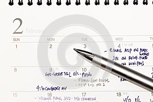 Close up calendar page